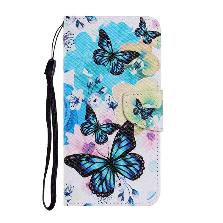 For Huawei P Smart 2021 Coloured Drawing Pattern Leather Phone Case(Purple Butterfly)