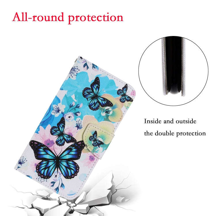 For Huawei P Smart 2021 Coloured Drawing Pattern Leather Phone Case(Purple Butterfly)