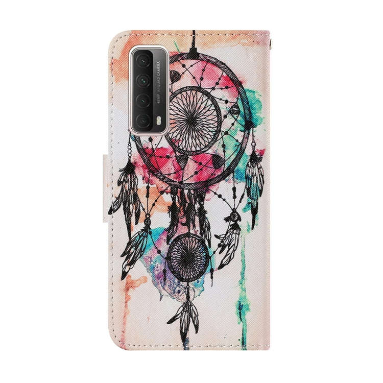 For Huawei P Smart 2021 Coloured Drawing Pattern Leather Phone Case(Wind Chimes)