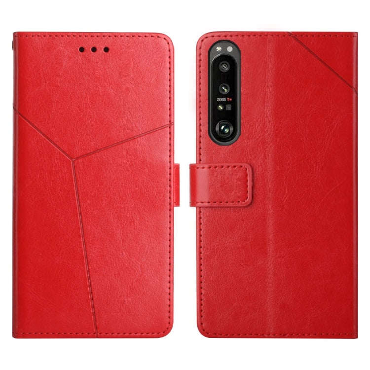 For Sony Xperia 1 Y Stitching Horizontal Flip Leather Phone Case(Red)