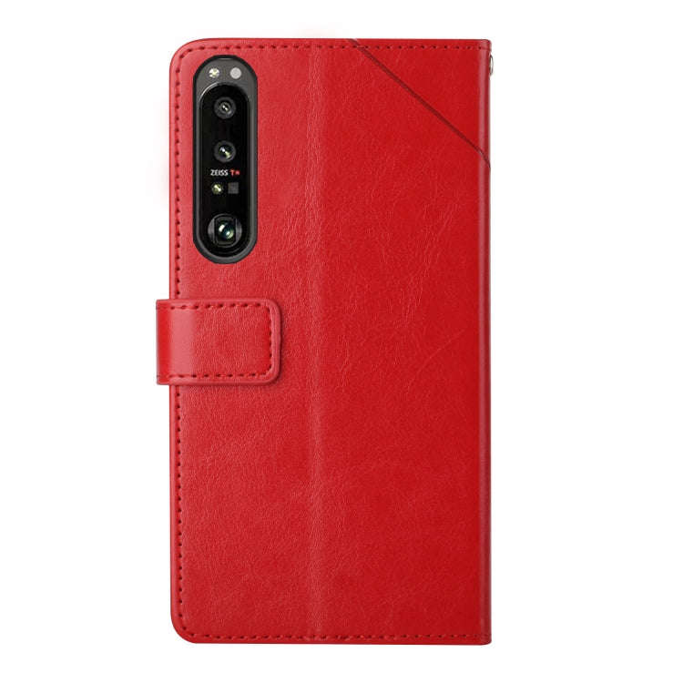For Sony Xperia 1 Y Stitching Horizontal Flip Leather Phone Case(Red)