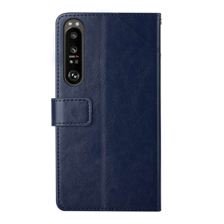 For Sony Xperia 1 Y Stitching Horizontal Flip Leather Phone Case(Blue)