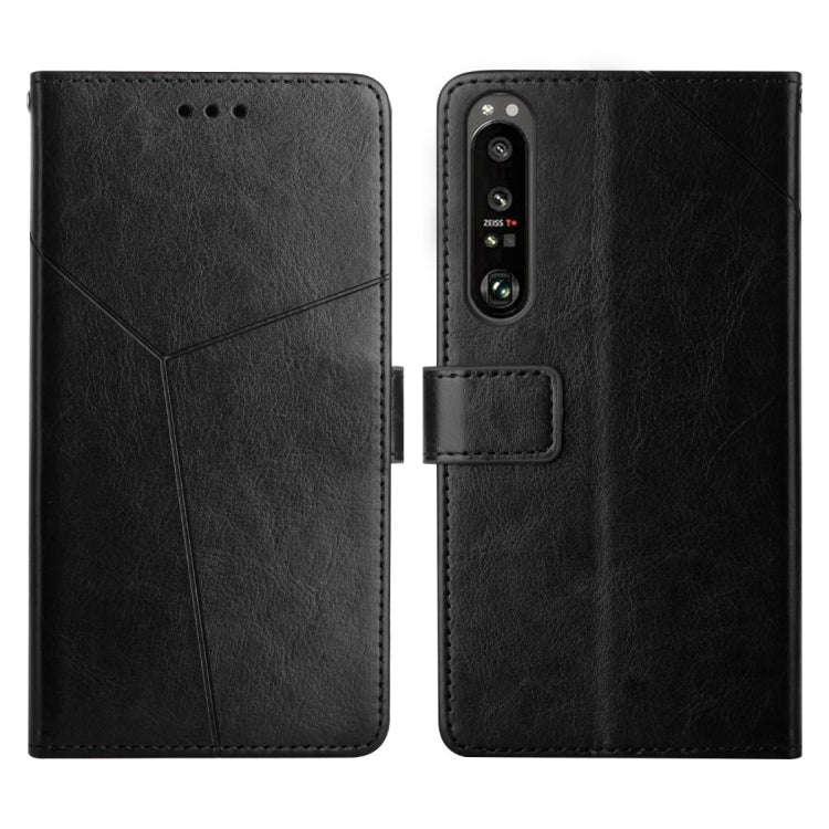 For Sony Xperia 1 Y Stitching Horizontal Flip Leather Phone Case(Black)