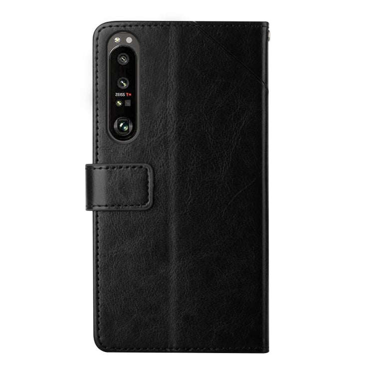 For Sony Xperia 1 Y Stitching Horizontal Flip Leather Phone Case(Black)