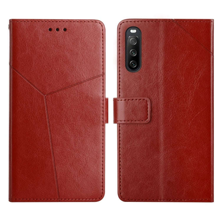For Sony Xperia 10 Y Stitching Horizontal Flip Leather Phone Case(Brown)