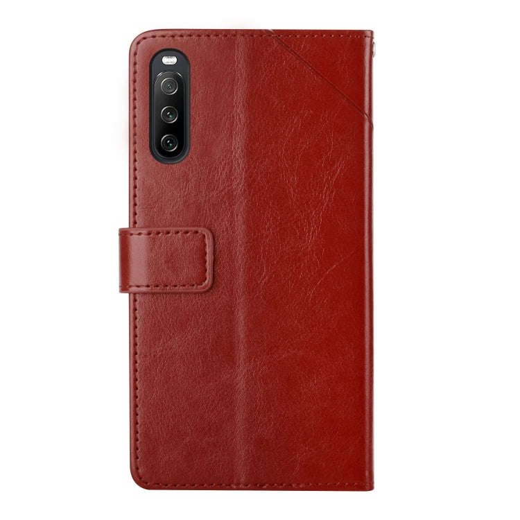 For Sony Xperia 10 Y Stitching Horizontal Flip Leather Phone Case(Brown)