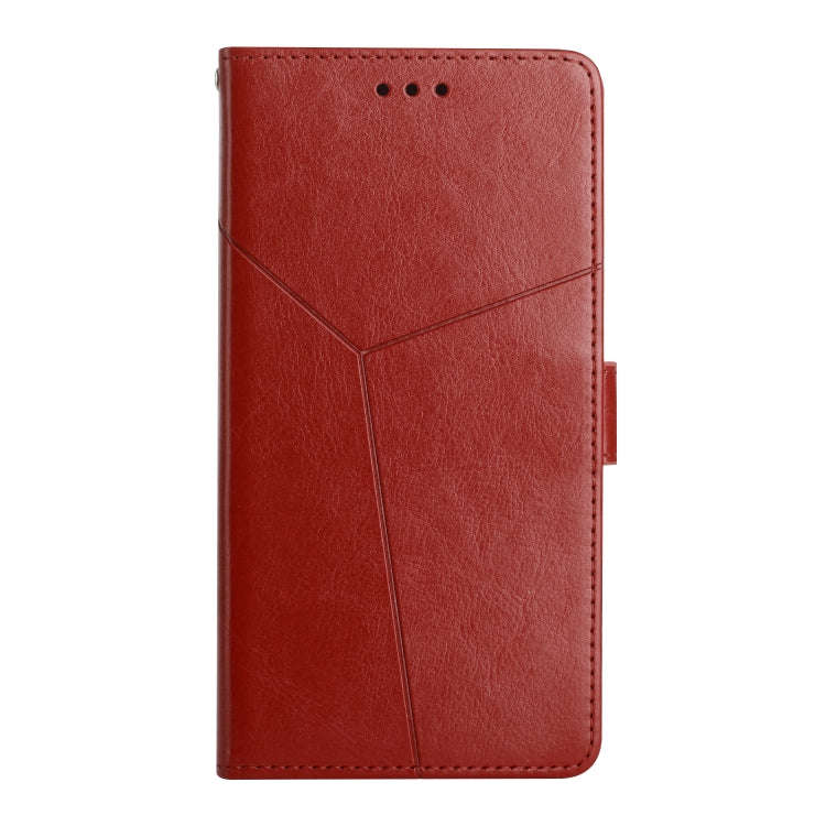 For TCL 20 R 5G Y Stitching Horizontal Flip Leather Phone Case(Brown)