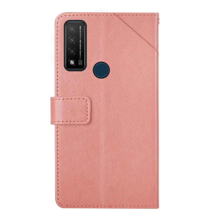 For TCL 20 R 5G Y Stitching Horizontal Flip Leather Phone Case(Rose Gold)