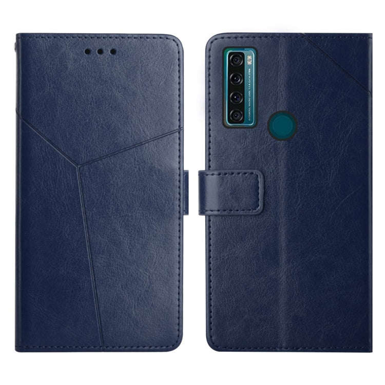 For TCL 20 SE Y Stitching Horizontal Flip Leather Phone Case(Blue)