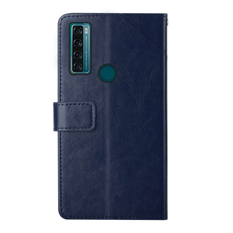 For TCL 20 SE Y Stitching Horizontal Flip Leather Phone Case(Blue)