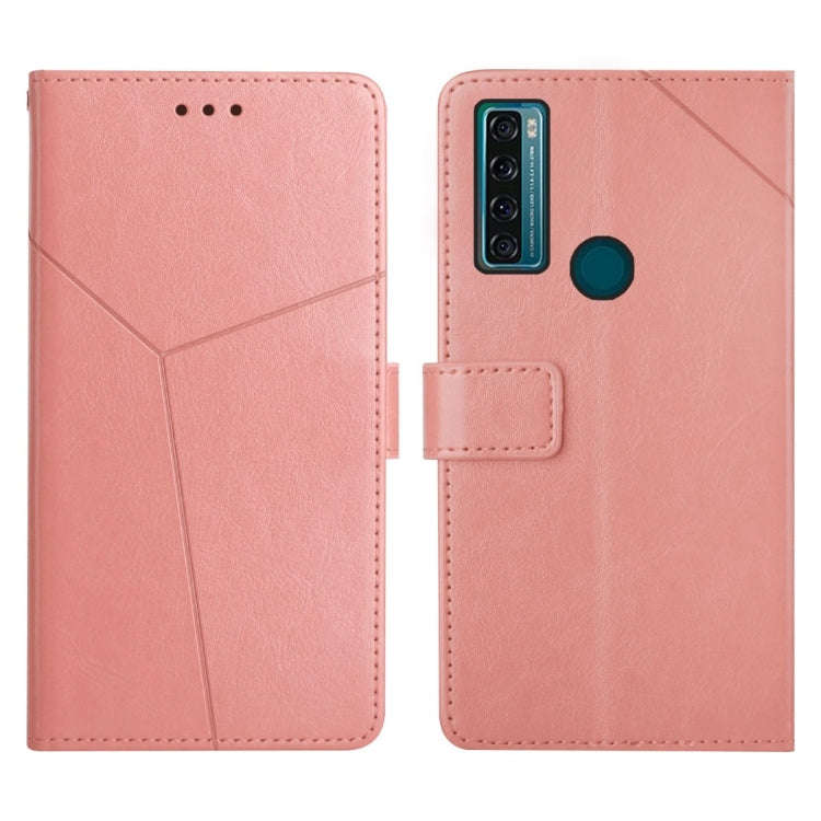 For TCL 20 SE Y Stitching Horizontal Flip Leather Phone Case(Rose Gold)