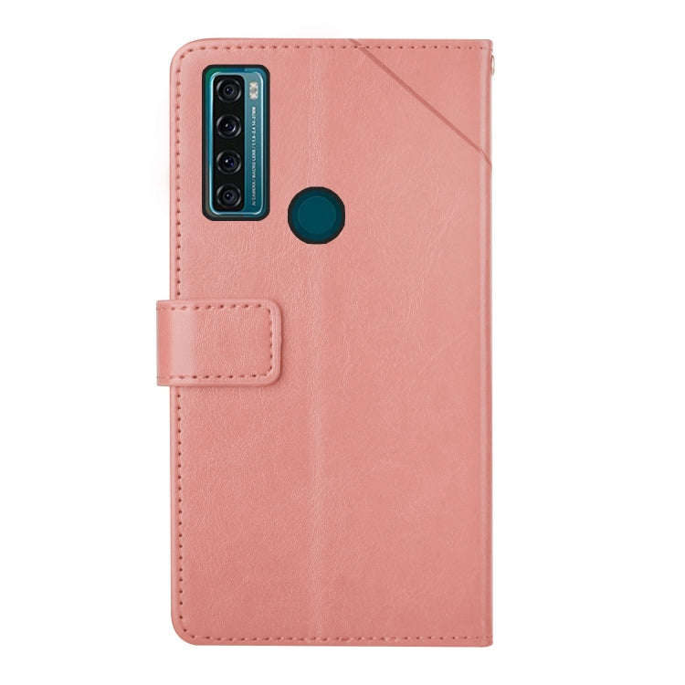 For TCL 20 SE Y Stitching Horizontal Flip Leather Phone Case(Rose Gold)