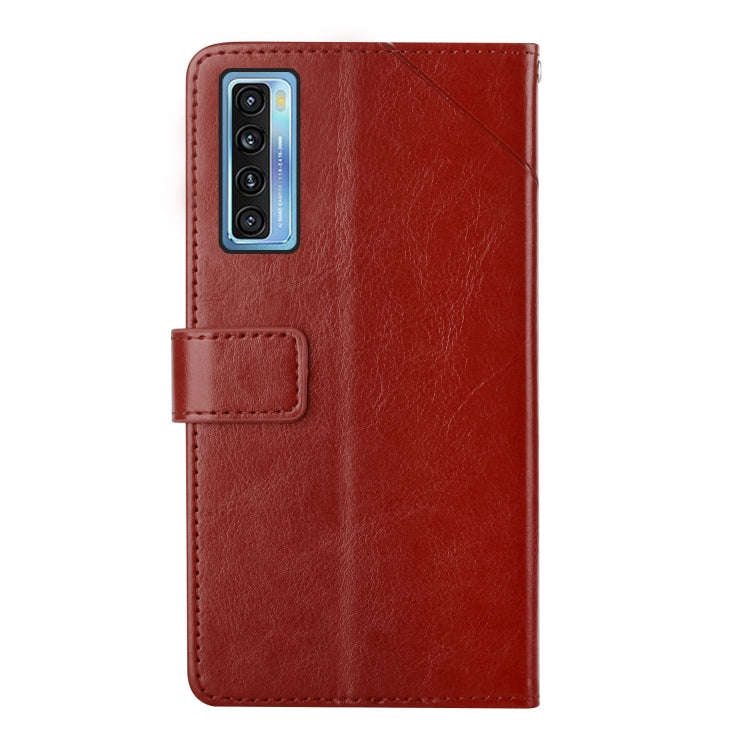 For TCL 20S Y Stitching Horizontal Flip Leather Phone Case(Brown)