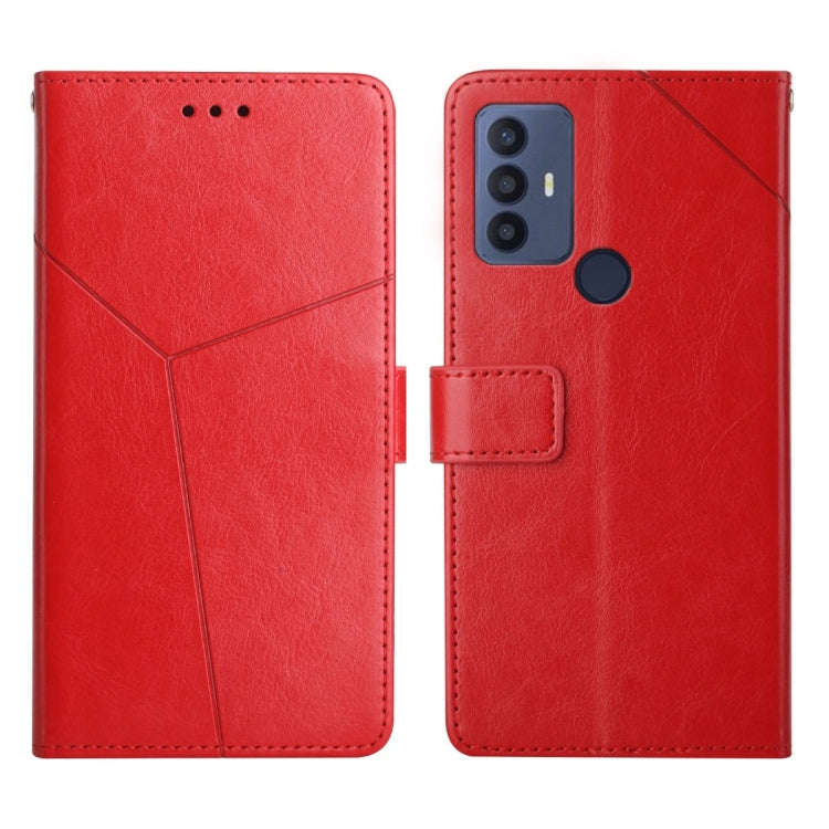 For TCL 30 SE Y Stitching Horizontal Flip Leather Phone Case(Red)