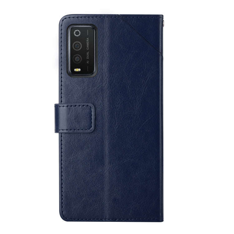 For TCL 205 Y Stitching Horizontal Flip Leather Phone Case(Blue)
