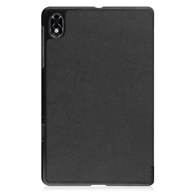 For Lenovo Legion Y700 Three-folding Holder Custer Texture Leather Tablet Case(Black)