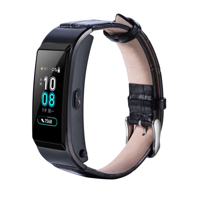 For Huawei B5 Bamboo Leather Watch Band(Black)
