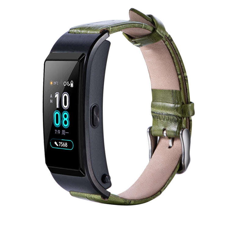For Huawei B5 Bamboo Leather Watch Band(Green)