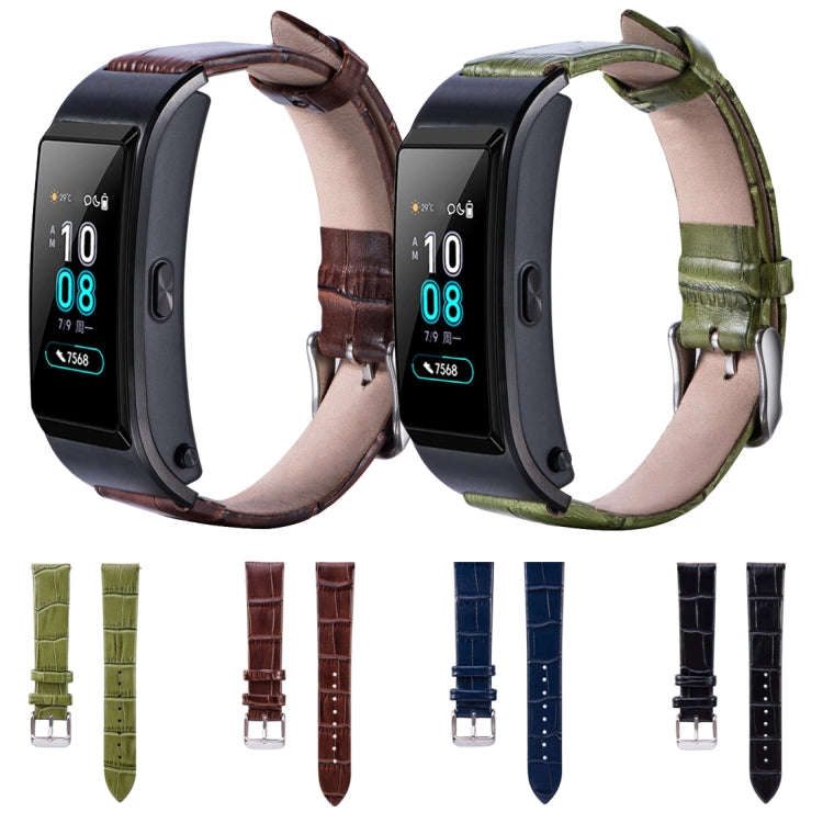 For Huawei B5 Bamboo Leather Watch Band(Blue)