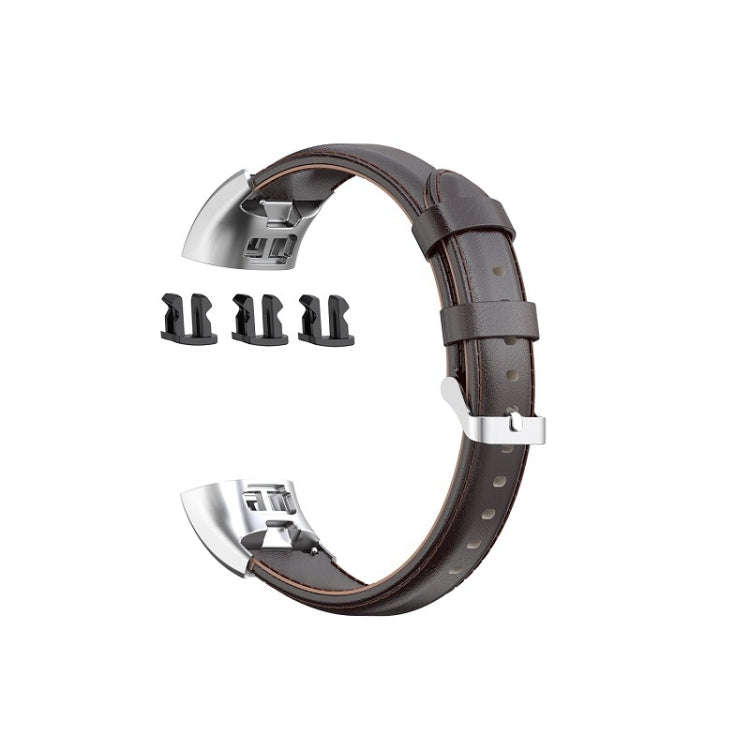 For Huawei Band 3 & 4 Pro Oil wax Leather Watch Band(Coffee)