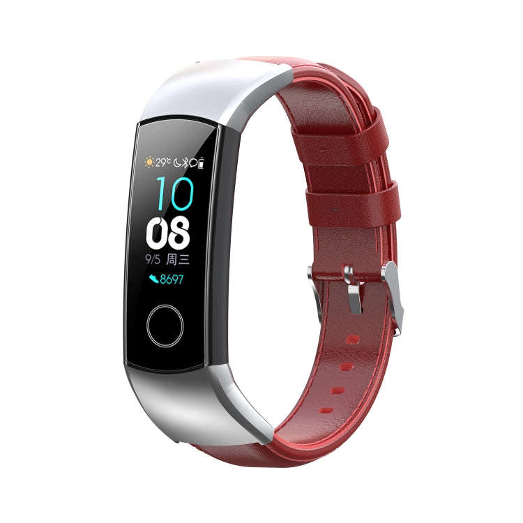 For Huawei Honor 4 & 5 Oil Wax Leather Watch Band(Big Red)