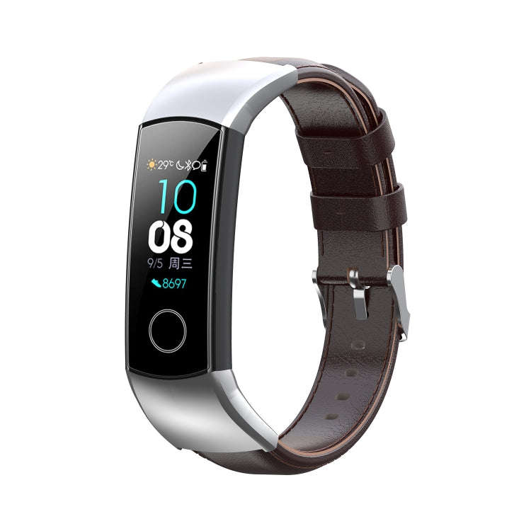 For Huawei Honor 4 & 5 Oil Wax Leather Watch Band(Coffee)