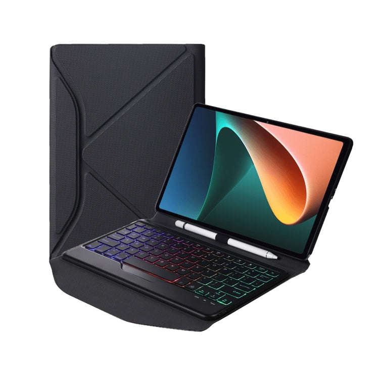 B0N5S Backlight Diamond Texture Bluetooth Keyboard Leather Case with Triangle Back Support For Xi...