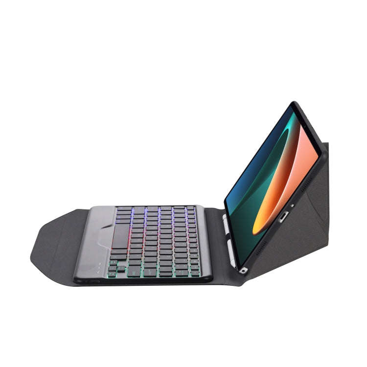 B0N5S Backlight Diamond Texture Bluetooth Keyboard Leather Case with Triangle Back Support For Xi...