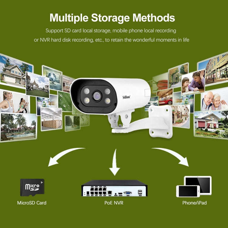 SriHome SH037B 4MP Full Color Night Vision IP66 Waterproof Bullet Camera, POE Version, EU Plug