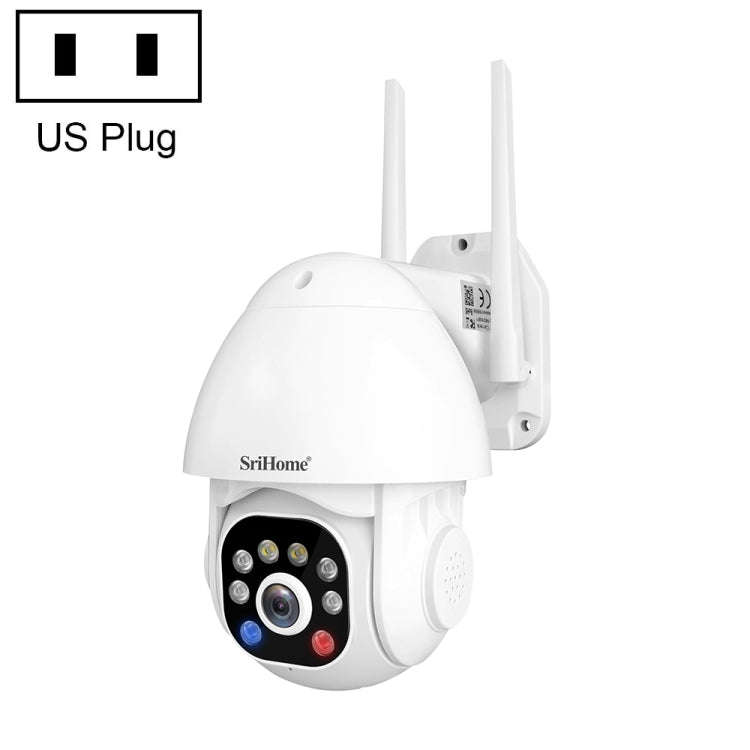 SriHome SH039B 3MP Sound and Light Alarm IP66 Waterproof Dome Camera, US Plug