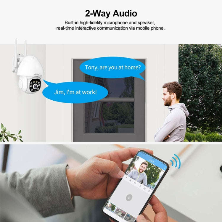 SriHome SH039B 3MP Sound and Light Alarm IP66 Waterproof Dome Camera, US Plug