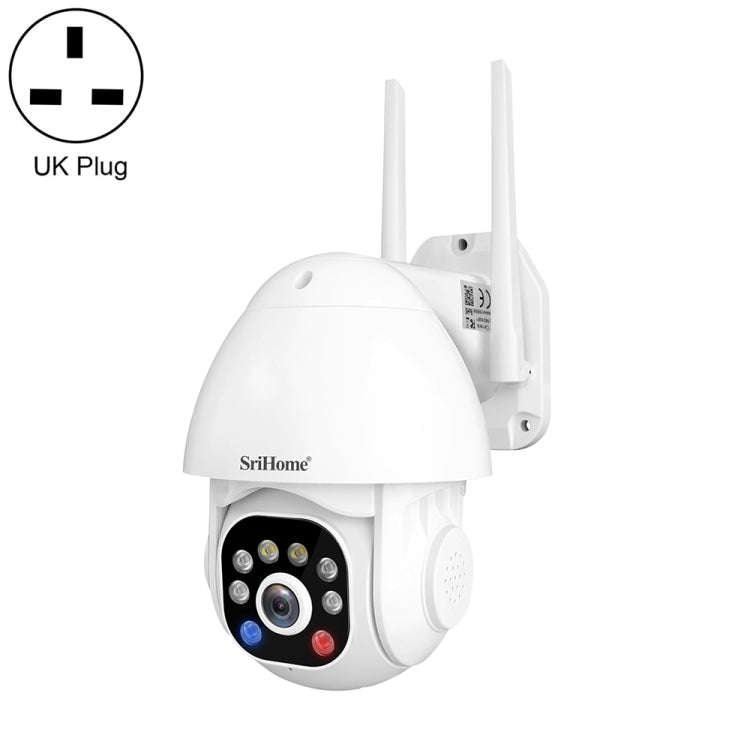 SriHome SH039B 3MP Sound and Light Alarm IP66 Waterproof Dome Camera, UK Plug