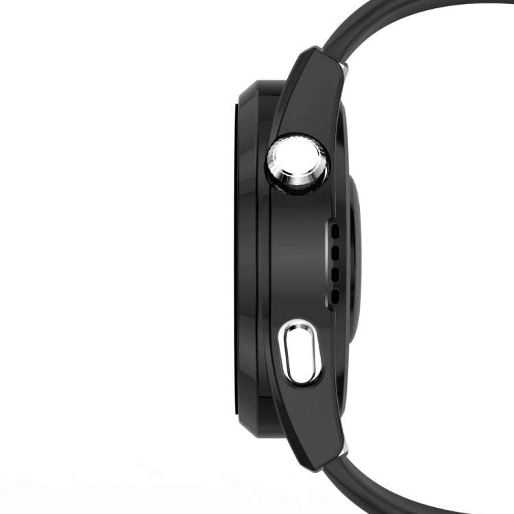 For Huawei Watch 3 Pro Scale Electroplated PC + Tempered Glass Watch Case(Black)