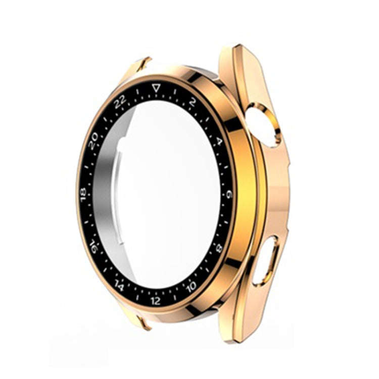 For Huawei Watch 3 Pro Scale Electroplated PC + Tempered Glass Watch Case(Rose Gold)