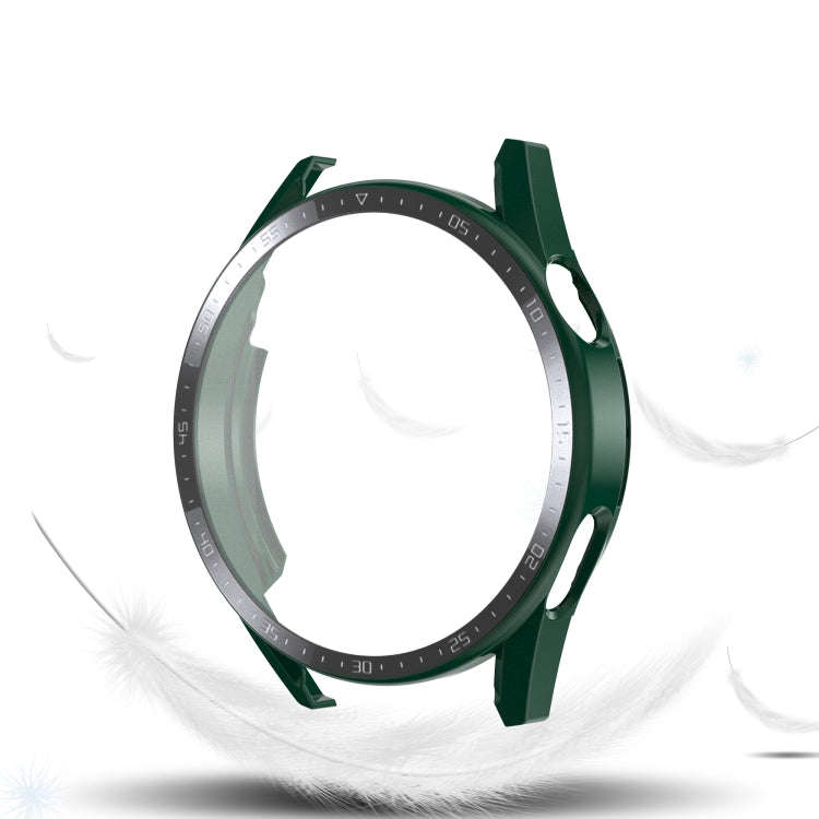 For Huawei Watch GT 3 42mm Scale Frosted PC + Tempered Glass Watch Case(Green)
