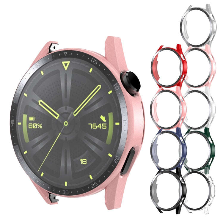 For Huawei Watch GT 3 42mm Scale Frosted PC + Tempered Glass Watch Case(Green)