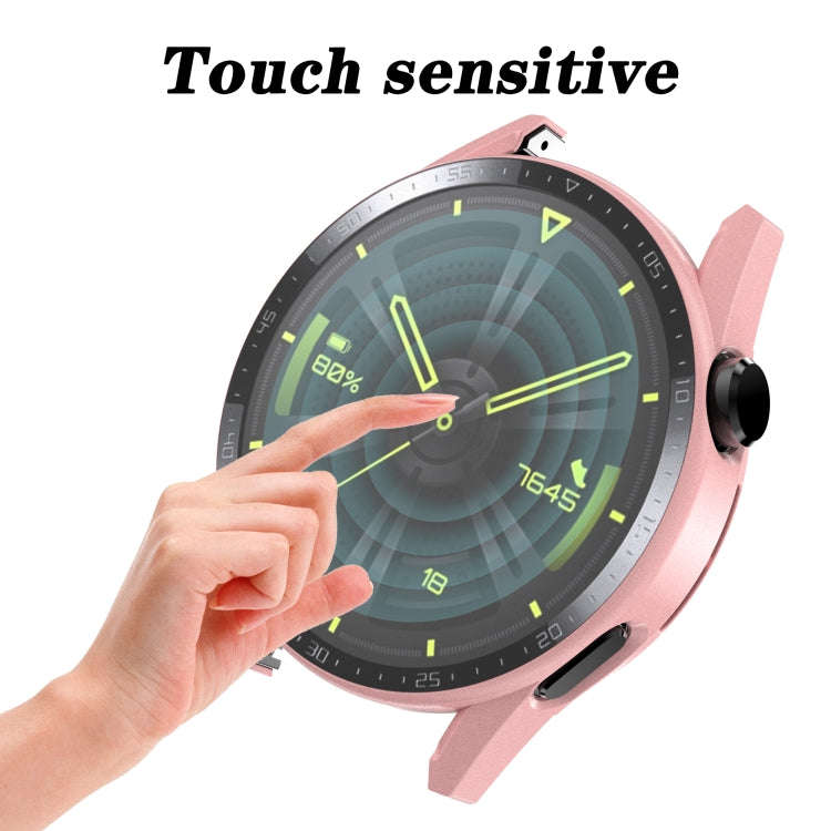 For Huawei Watch GT 3 42mm Scale Frosted PC + Tempered Glass Watch Case(Green)