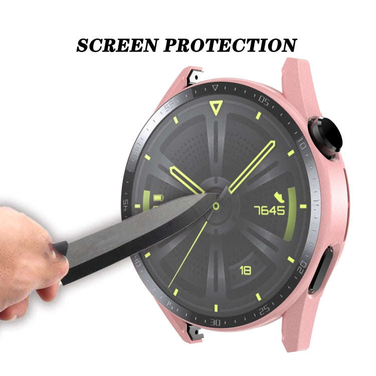For Huawei Watch GT 3 42mm Scale Frosted PC + Tempered Glass Watch Case(Green)