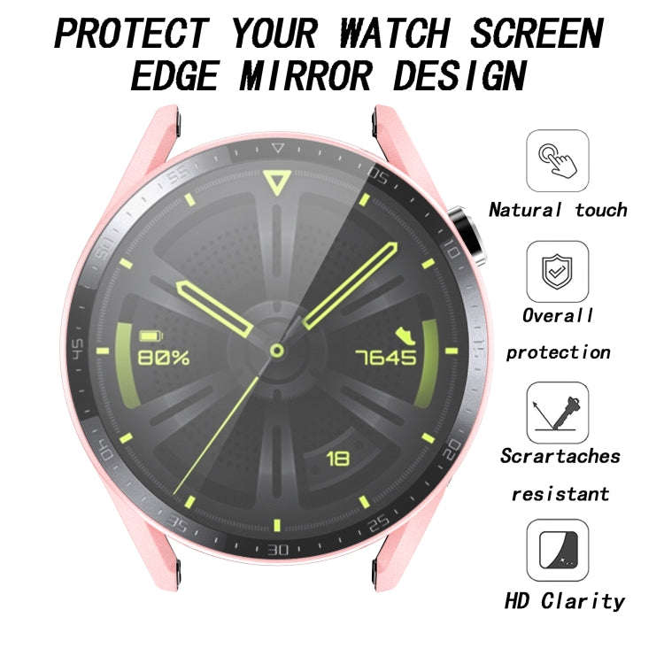 For Huawei Watch GT 3 42mm Scale Frosted PC + Tempered Glass Watch Case(Green)