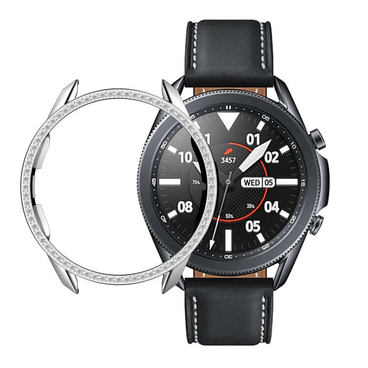For Samsung Galaxy Watch 3 41mm Single Row Diamond PC Watch Case(Silver)
