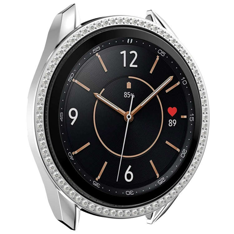 For Samsung Galaxy Watch 3 41mm Single Row Diamond PC Watch Case(Silver)