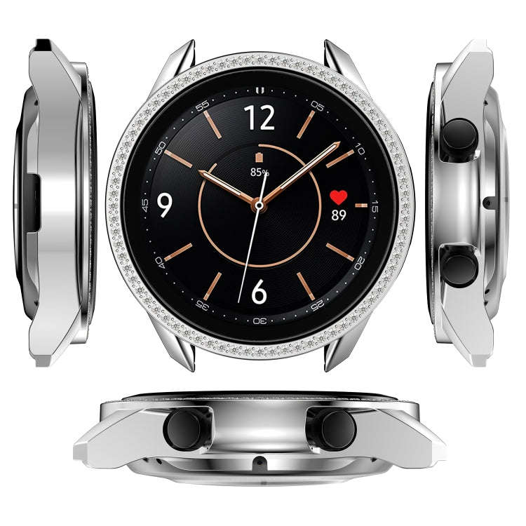 For Samsung Galaxy Watch 3 41mm Single Row Diamond PC Watch Case(Silver)