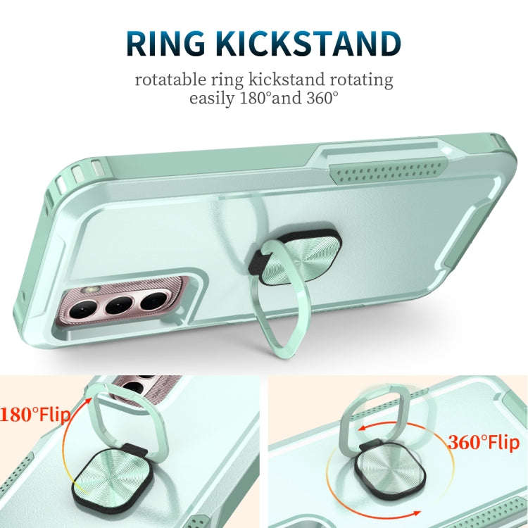 For Motorola Moto G Stylus 4G / 5G 2022 3 in 1 Ring Holder PC + TPU Phone Case(Mint Green)