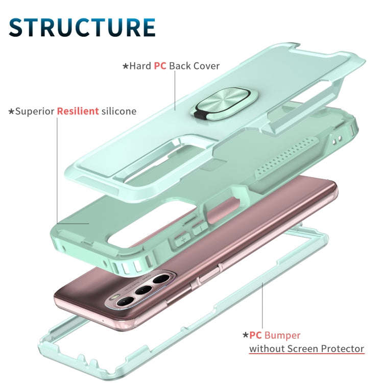 For Motorola Moto G Stylus 4G / 5G 2022 3 in 1 Ring Holder PC + TPU Phone Case(Mint Green)
