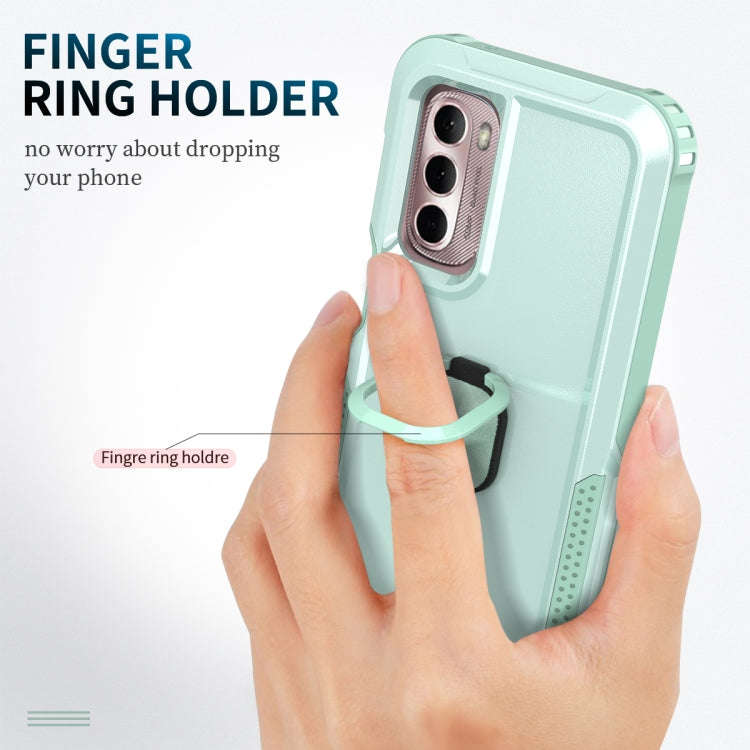 For Motorola Moto G Stylus 4G / 5G 2022 3 in 1 Ring Holder PC + TPU Phone Case(Mint Green)