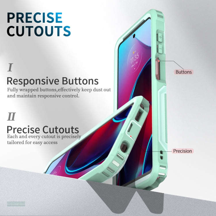 For Motorola Moto G Stylus 4G / 5G 2022 3 in 1 Ring Holder PC + TPU Phone Case(Mint Green)