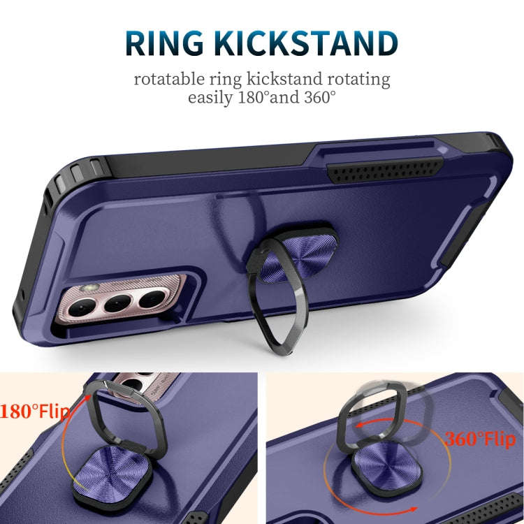 For Motorola Moto G Stylus 4G / 5G 2022 3 in 1 Ring Holder PC + TPU Phone Case(Navy)
