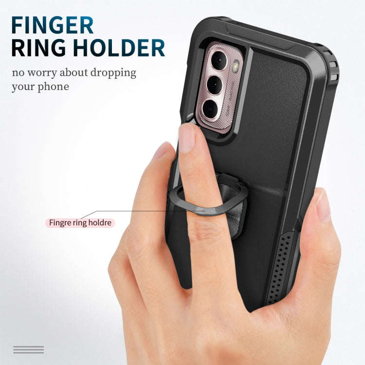 For Motorola Moto G Stylus 4G / 5G 2022 3 in 1 Ring Holder PC + TPU Phone Case(Black)
