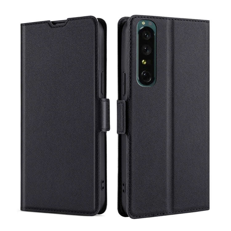 For Sony Xperia 1 IV Ultra-thin Voltage Side Buckle Flip Leather Case(Black)