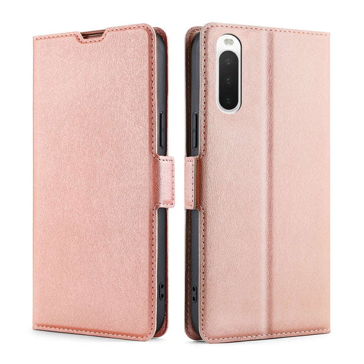 For Sony Xperia 10 IV Ultra-thin Voltage Side Buckle Flip Leather Case(Rose Gold)